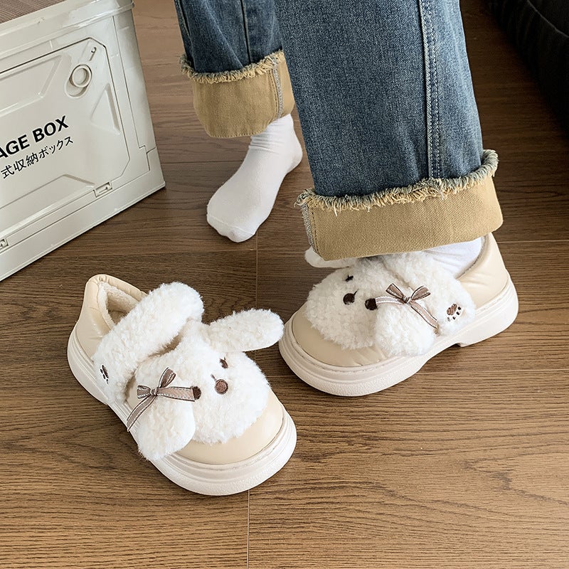 Women'S Cotton Slippers With Bag Heel Winter Cute Thick-Soled Mary Jane Shoes Warm Fleece-Lined Outer Wearing Cotton Shoes For Women - Image 3